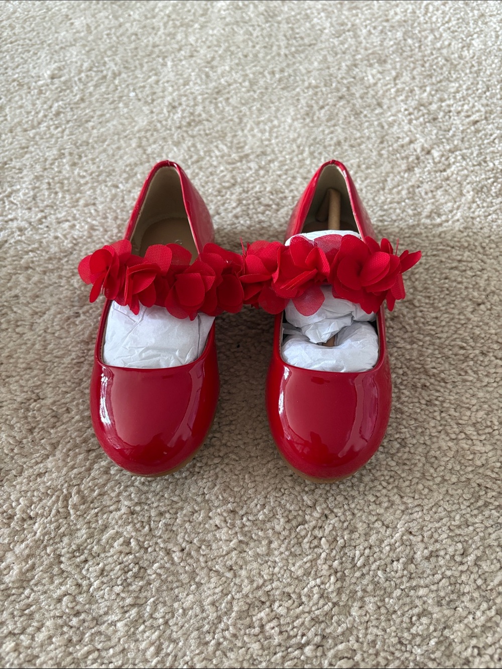 Copper Key Girls Red Patent Flower Strap Dress Shoes